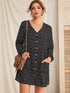 Polka Dot Print Button Up Dress